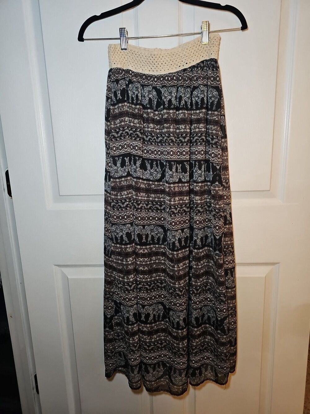 Rue 21 Long Maxi Skirt Elephants Bohemian Yoga Thai Small